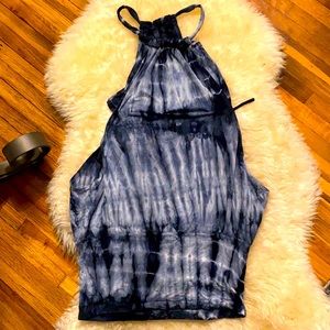 Black white blue tie dye cover up
